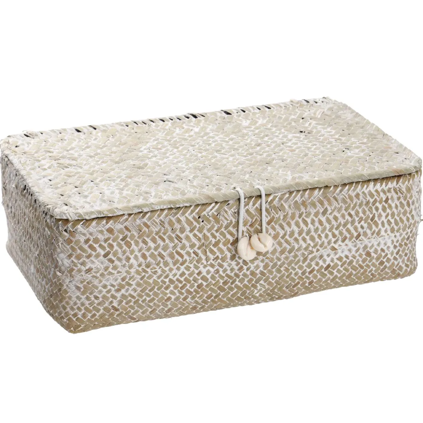 3er Set Korb Mit Deckel, Natur/weiß