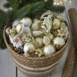 27er Set Kugelset Kunststoff, Champagner