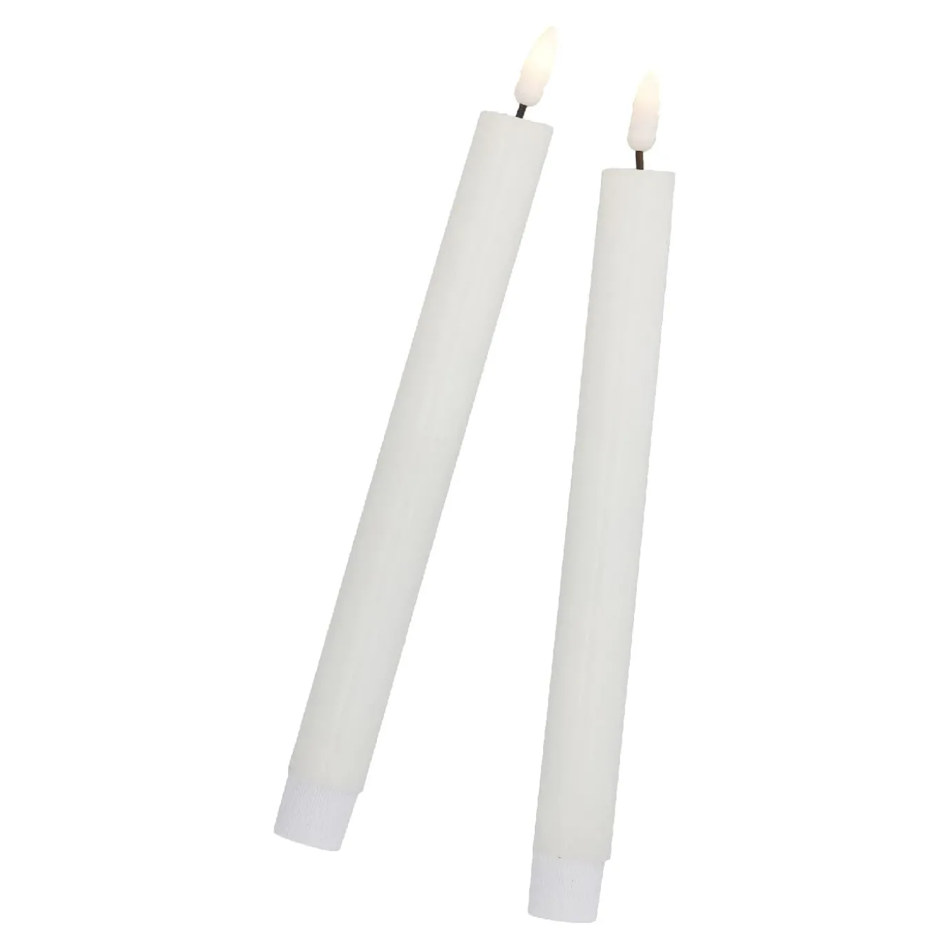 2er Set LED-Stabkerze Rustik, Hellcreme, 24.5 Cm