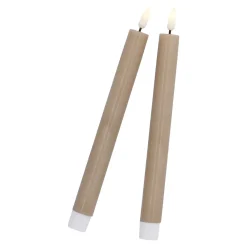 2er Set LED-Stabkerze Rustik, Karamel, 24.5 Cm