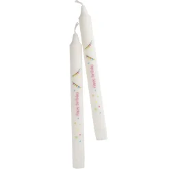 2er Set Stabkerze Geburtstag, Happy Birthday/pink