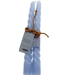 2er Set Stabkerze, Gedreht, Grau/blau, 18 Cm