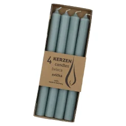 4er Set Stabkerze Rustik, Mintgrün, 25 Cm
