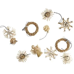 20er Set Strohanhänger Formen, Schwarz