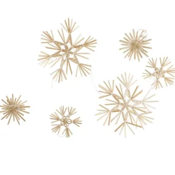 9er Set Strohanhänger Sterne, Weiß