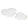 2er Set Tablett Herz, Weiß