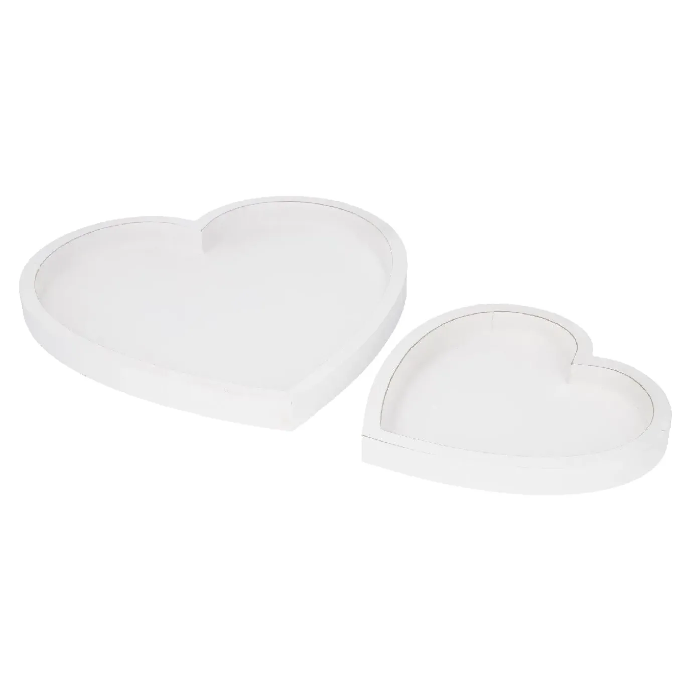 2er Set Tablett Herz, Weiß