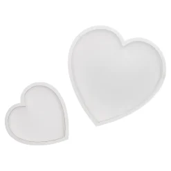 2er Set Tablett Herz, Weiß