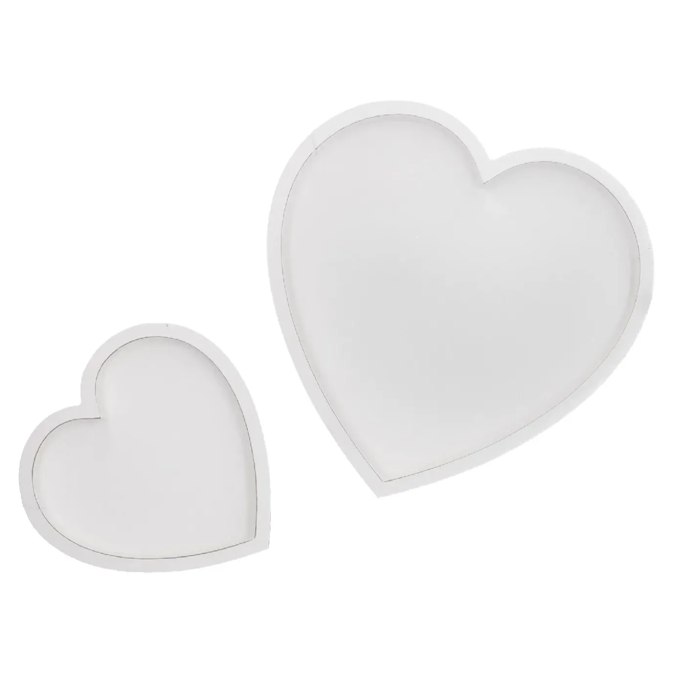 2er Set Tablett Herz, Weiß