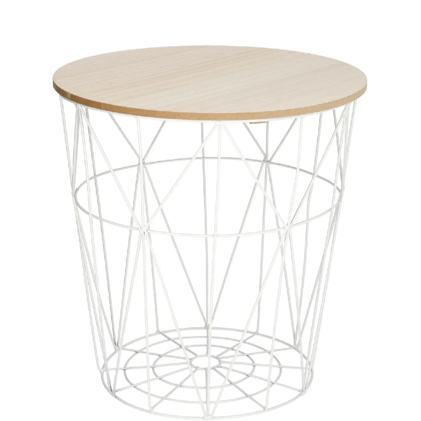 3er Set Tisch/Korb, 43 Cm, Weiß