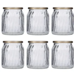 6er Set Windlicht Votiv, Goldrand/klar, 7 Cm