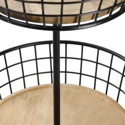 Etagere Holz/Metall, 2 Körbe, Schwarz, 68 Cm