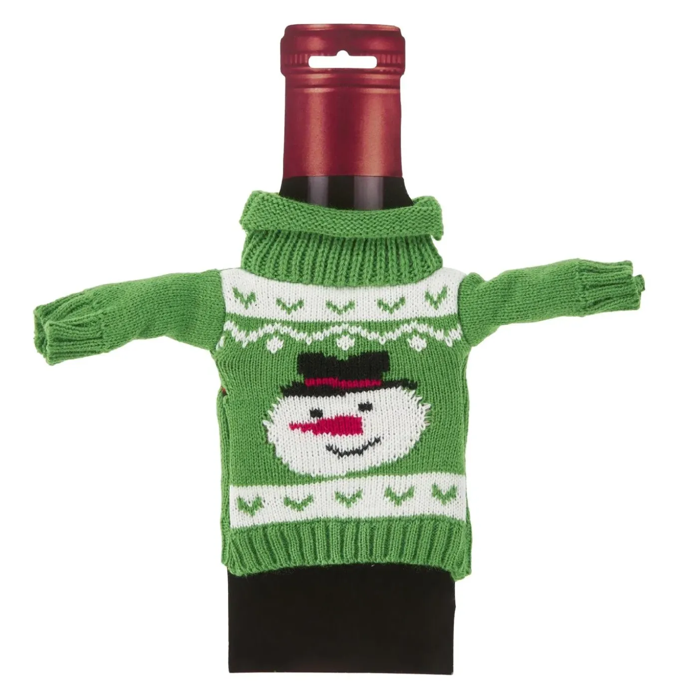 Flaschenbezug Strick, Schneemann