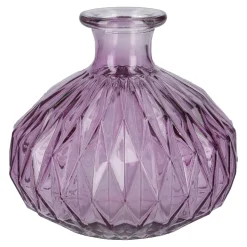 Flaschenvase Kugel, Rauten/lila, 14 X 13 Cm