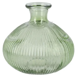 Flaschenvase Kugel, Rillen/grün, 14 X 13 Cm