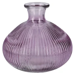 Flaschenvase Kugel, Rillen/lila, 14 X 13 Cm
