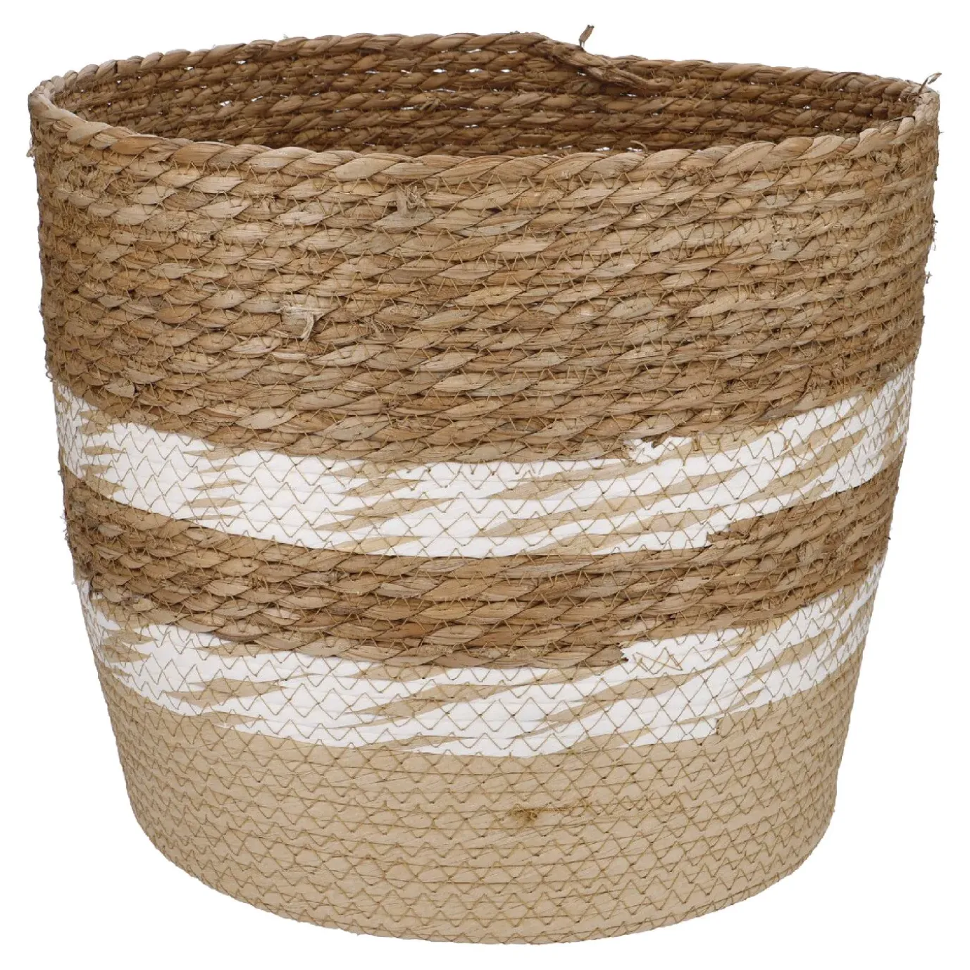 Flechtkorb Streifen, Natur/weiß, 35 X 30.5 Cm