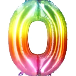 Folienballon Zahl 0, Bunt, 80 Cm