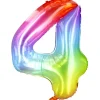 Folienballon Zahl 4, Bunt, 80 Cm