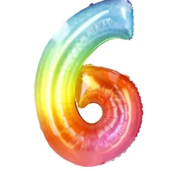 Folienballon Zahl 6, Bunt, 80 Cm