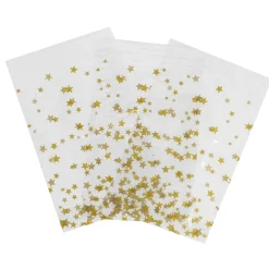 Folienbeutel, 10 Stück, Sterne/gold, 15 X 24 Cm