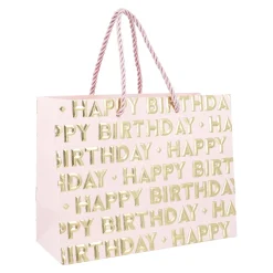 Geschenktüte Happy Birthday, Rosa, 23 X 18 Cm