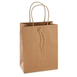 Geschenktüte Mit Knopf, Braun, 17.5 X 23 Cm