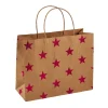 Geschenktüte Prägung, Stern/natur/rot, 14.5 X 18.5 Cm