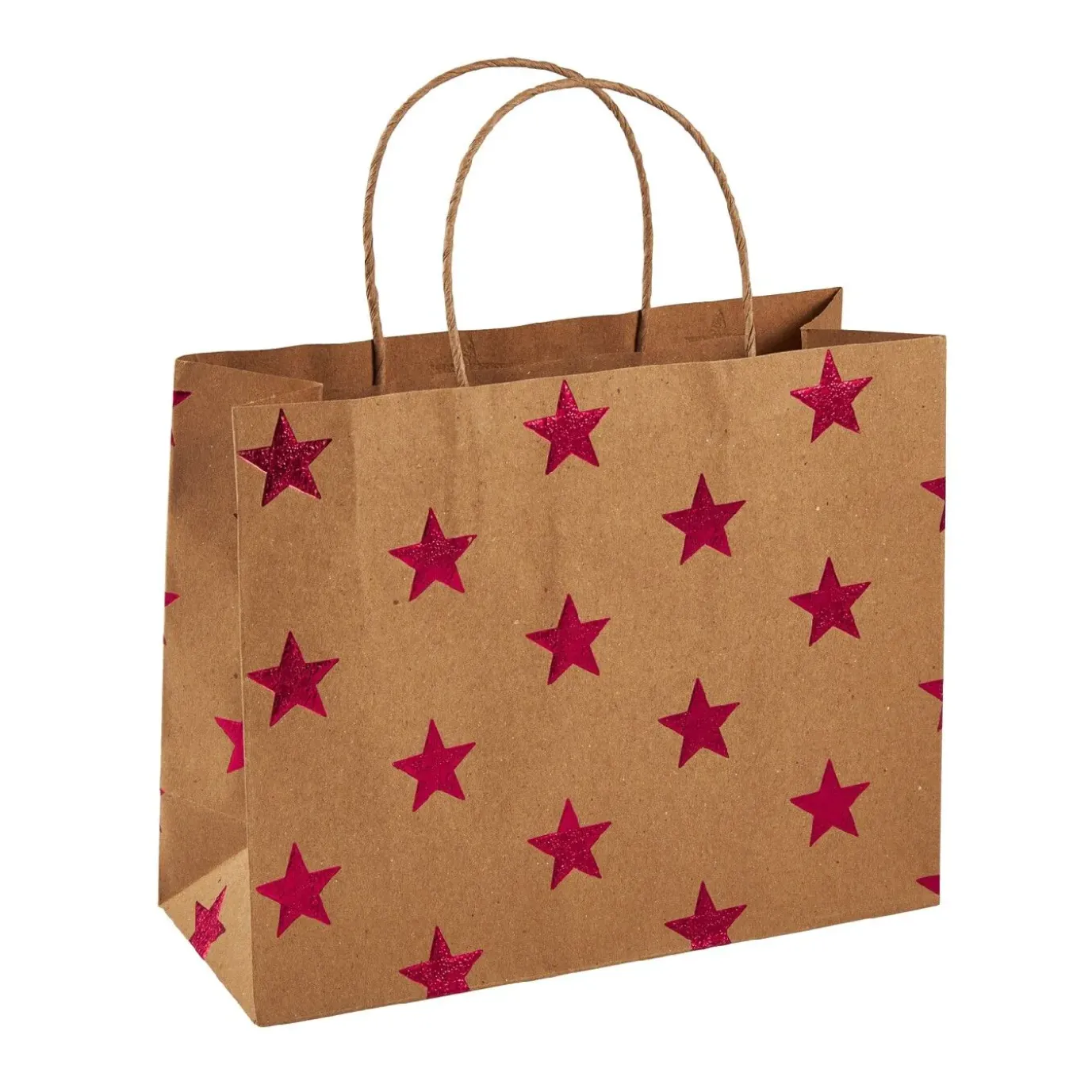 Geschenktüte Prägung, Stern/natur/rot, 14.5 X 18.5 Cm