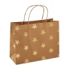 Geschenktüte Prägung, Stern/natur/gold, 14.5 X 18.5 Cm