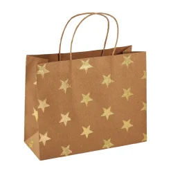Geschenktüte Prägung, Stern/natur/gold, 14.5 X 18.5 Cm