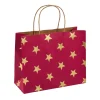 Geschenktüte Prägung, Stern/rot/gold, 14.5 X 18.5 Cm