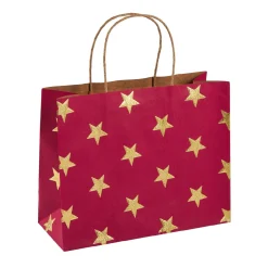 Geschenktüte Prägung, Stern/rot/gold, 14.5 X 18.5 Cm