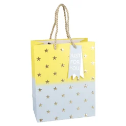 Geschenktüte Stern/Verlauf, Hellblau/gelb, 18 X 23 Cm