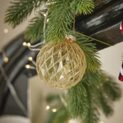 Glaskugel Dekor, Rauten/gold, 8 Cm