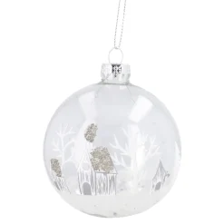 Glaskugel Haus, Weiß/silber/transparent, 8 Cm