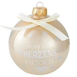 Glaskugel Spruch, Herzensmensch/champagner/glänzend, 10 Cm