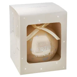 Glaskugel Spruch, Herzensmensch/champagner/glänzend, 10 Cm