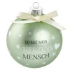 Glaskugel Spruch, Herzensmensch/mint/matt, 10 Cm