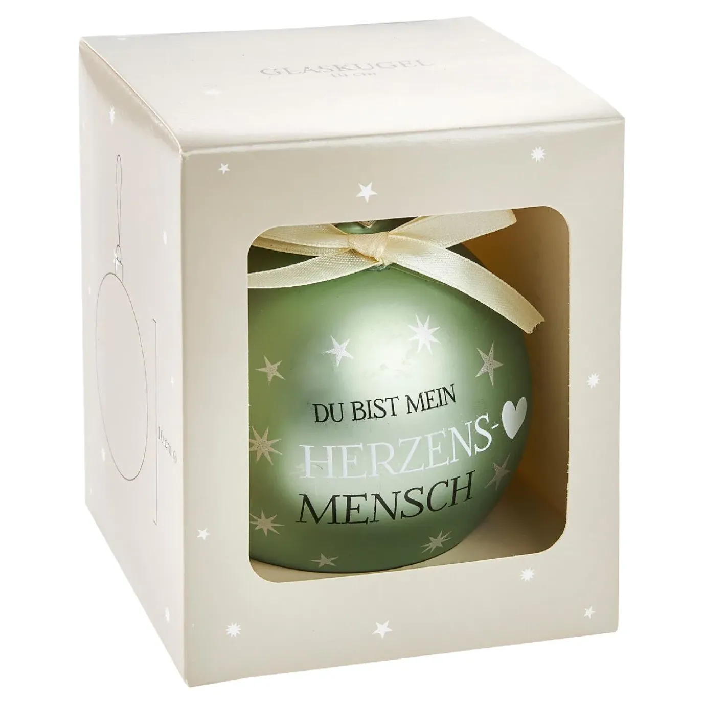 Glaskugel Spruch, Herzensmensch/mint/matt, 10 Cm
