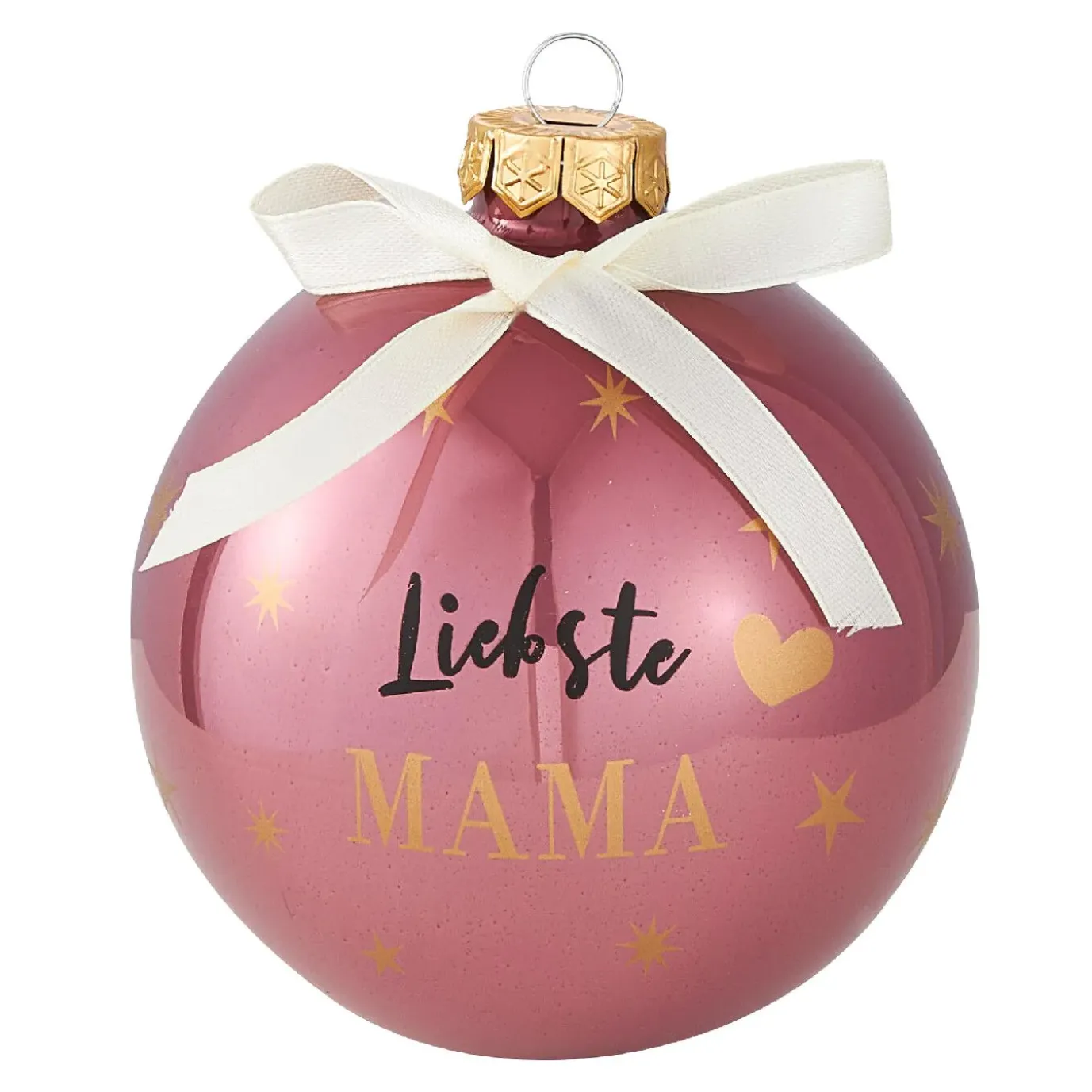 Glaskugel Spruch, Mama/dunkelrosa/glänzend, 10 Cm