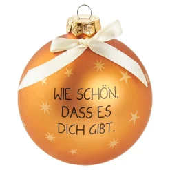 Glaskugel Spruch, Wie Schön/orange/braun/matt, 10 Cm
