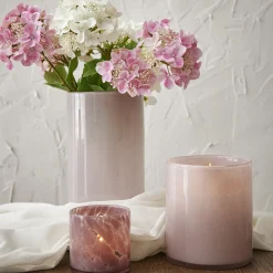 Glas-Vase Zylinder/Opal, Rosa, 12 X 24 Cm