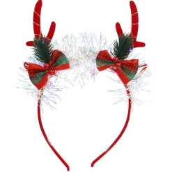 Haarreifen Weihnachten Mit LED, Geweih/rot