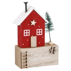 Haus Mit Tanne, Braun/rot, 10.5 Cm