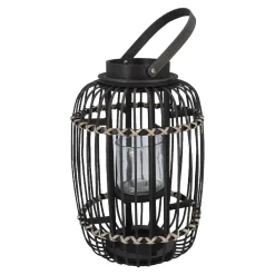 Holz-Laterne Hefei, Schwarz, 39 Cm