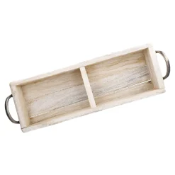 Holz-Schale, 2 Fächer/Griff, 48 Cm