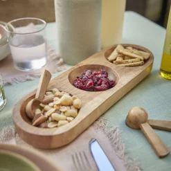 Holzschale Mit 3 Löffeln, Natur