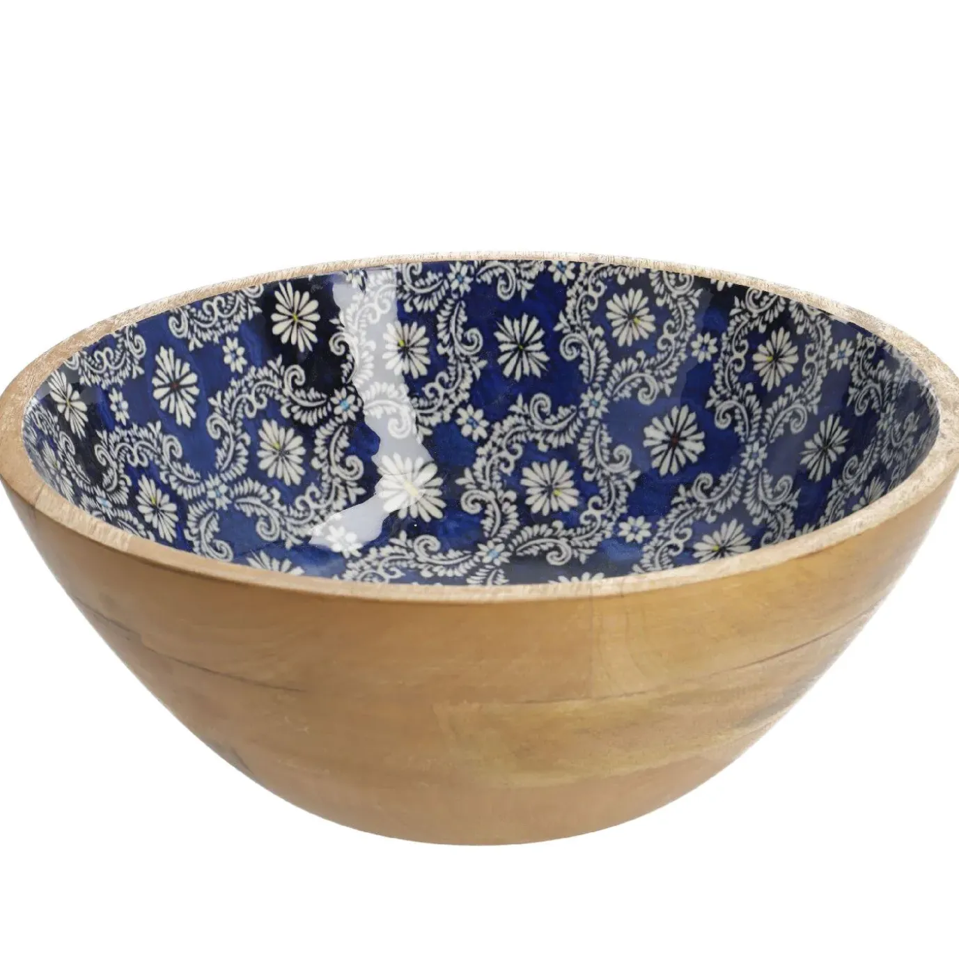 Holzschale Motiv, Blau/weiß, 30 Cm