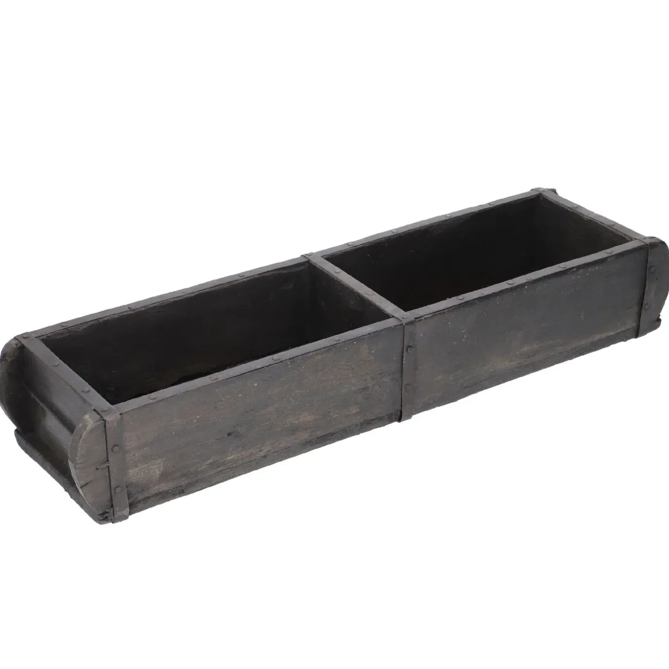 Holzschale Rustik, Doppel, Schwarz, 57 Cm